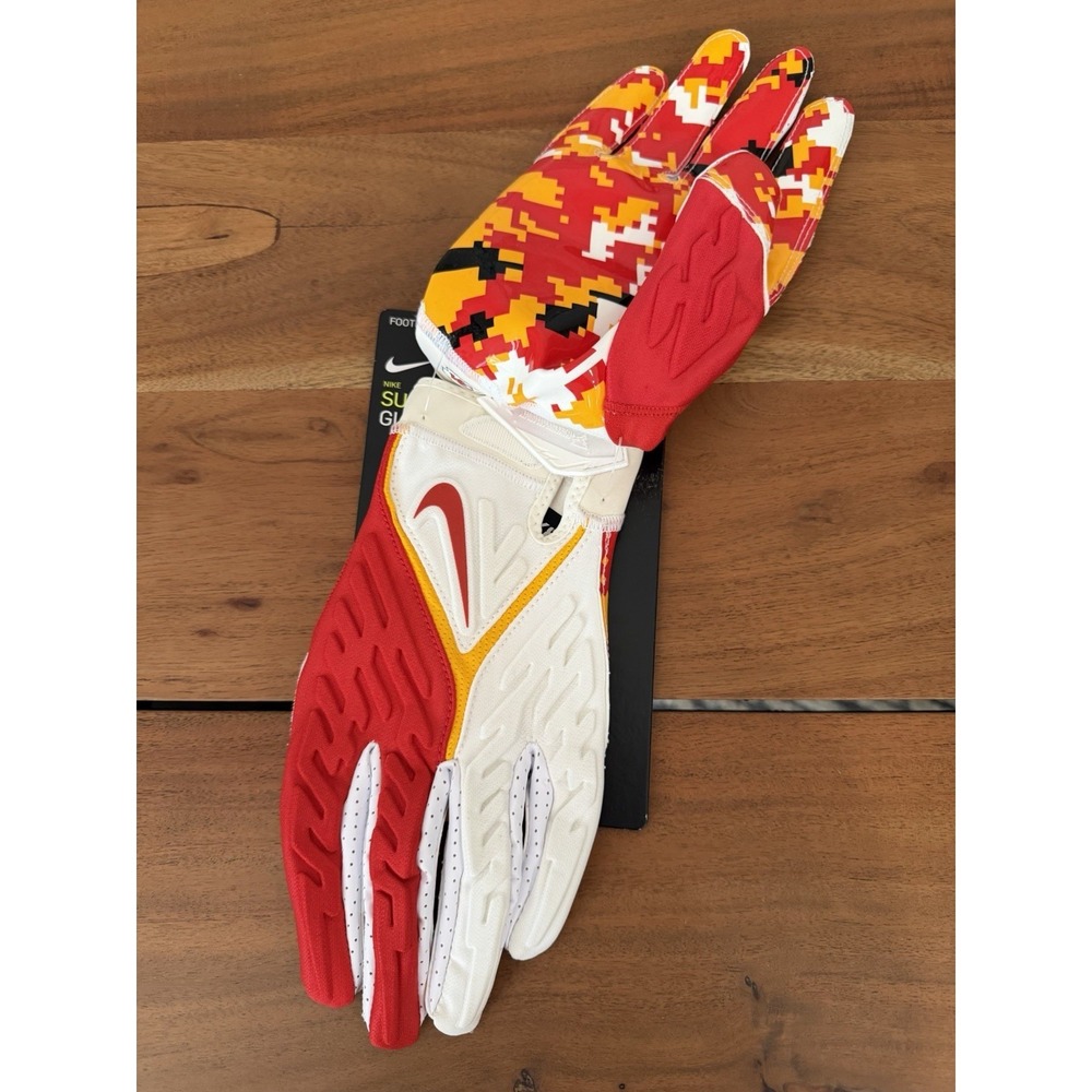 Nike Kelce Kansas City Chiefs PE Superbad Football Receiver Gloves Red White 3XL